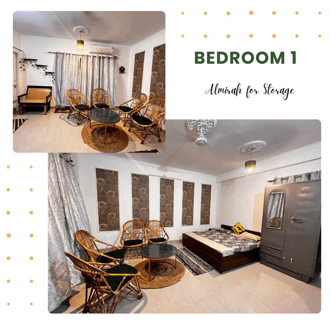 1BHK Master Bedroom - Comfortable Double Bed with Quality Bedding near AIIMS Rishikesh